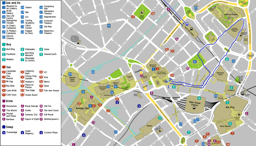Complex image showing the route of march from Victoria Square, round the back of Victoria Magistrates' Court near the Children's Hospital and back to Victoria Square.