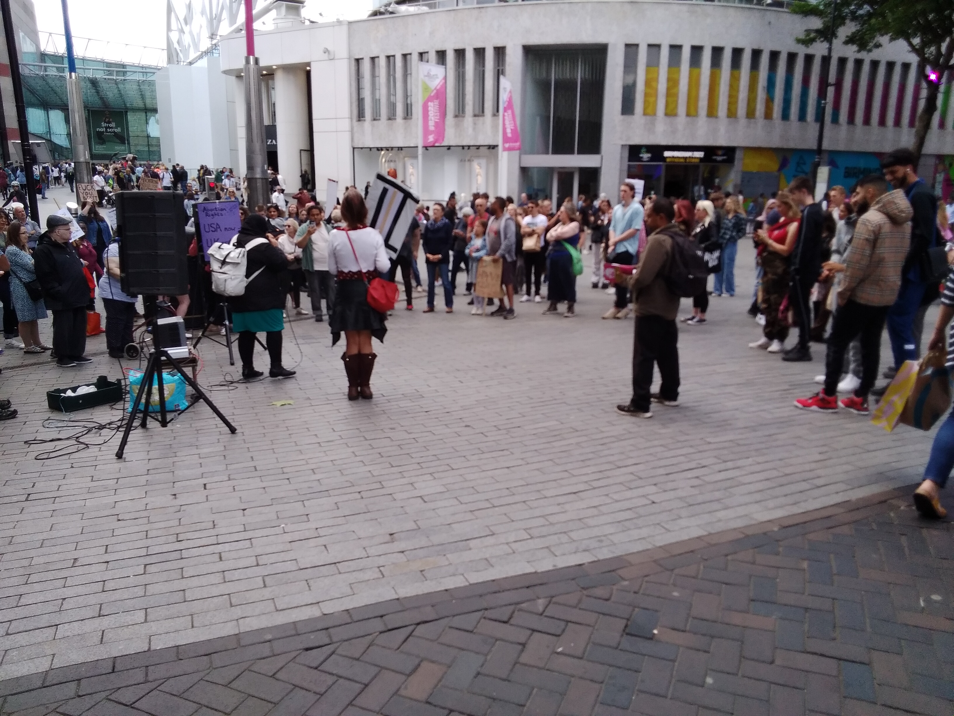 Ring of protesters circled around speakers