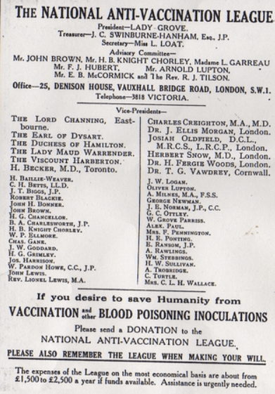 Image showing key members of the British National Anti-Vaccination League. 